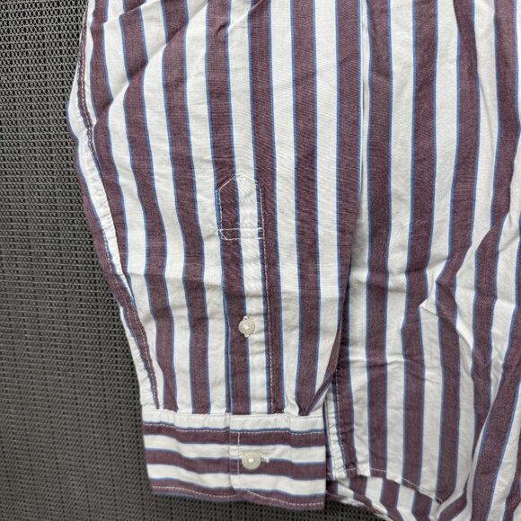 American Eagle Mens Size M Classic Fit Striped Long Sleeve Button-Down Shirt - Picture 4 of 7